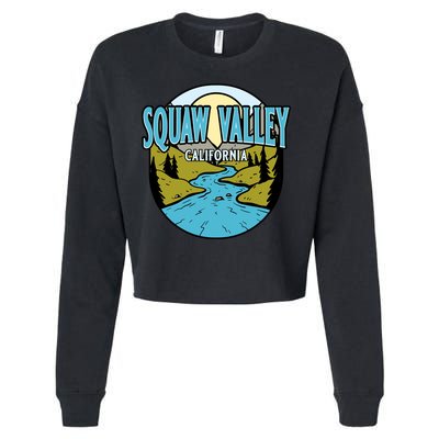 Vintage Squaw Valley California River Valley Souvenir Print Cropped Pullover Crew