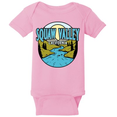 Vintage Squaw Valley California River Valley Souvenir Print Baby Bodysuit
