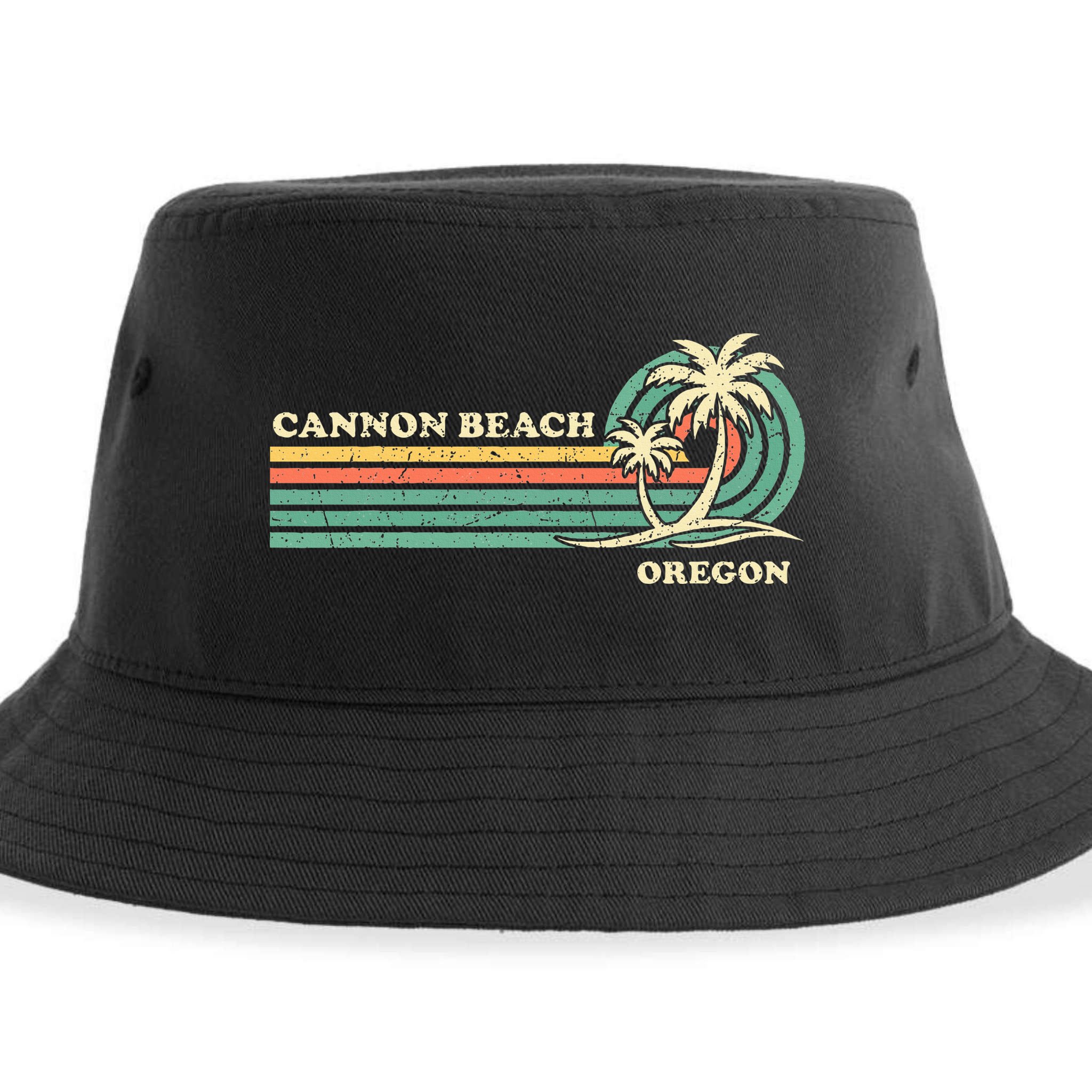 Vintage Summer Vacation Oregon Cannon Beach Sustainable Bucket Hat