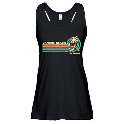 Vintage Summer Vacation Oregon Cannon Beach Ladies Essential Flowy Tank