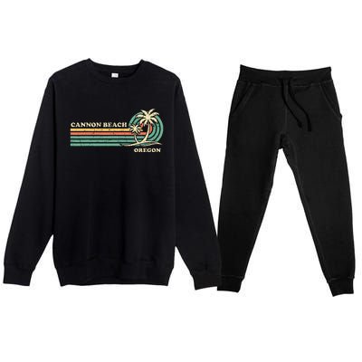 Vintage Summer Vacation Oregon Cannon Beach Premium Crewneck Sweatsuit Set