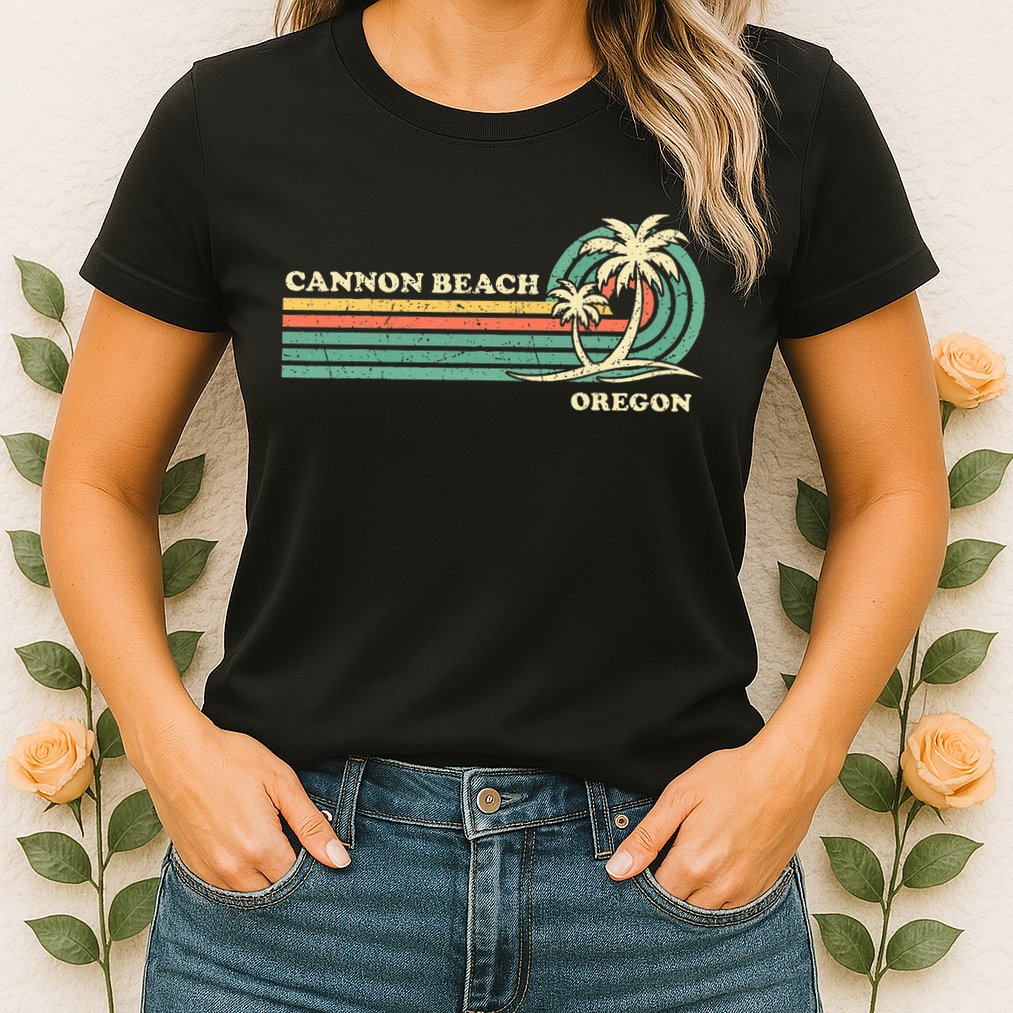 Vintage Summer Vacation Oregon Cannon Beach Womens T-Shirt