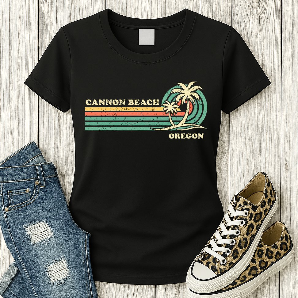 Vintage Summer Vacation Oregon Cannon Beach Womens T-Shirt
