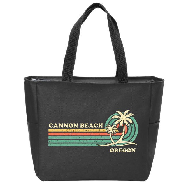 Vintage Summer Vacation Oregon Cannon Beach Zip Tote Bag