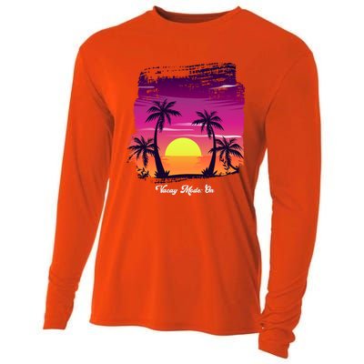 Vintage Sunset Vacay Mode: On Summer Beach Gift Cooling Performance Long Sleeve Crew