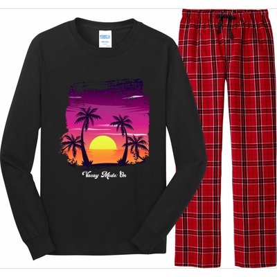 Vintage Sunset Vacay Mode: On Summer Beach Gift Long Sleeve Pajama Set