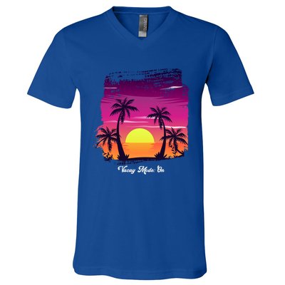 Vintage Sunset Vacay Mode: On Summer Beach Gift V-Neck T-Shirt