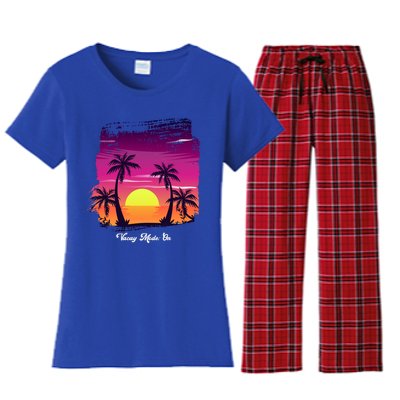 Vintage Sunset Vacay Mode: On Summer Beach Gift Women's Flannel Pajama Set