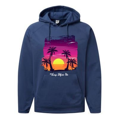 Vintage Sunset Vacay Mode: On Summer Beach Gift Performance Fleece Hoodie