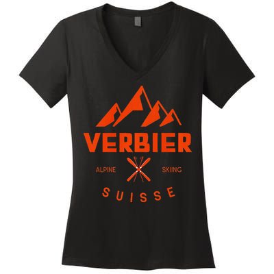 Verbier Suisse  Women's V-Neck T-Shirt