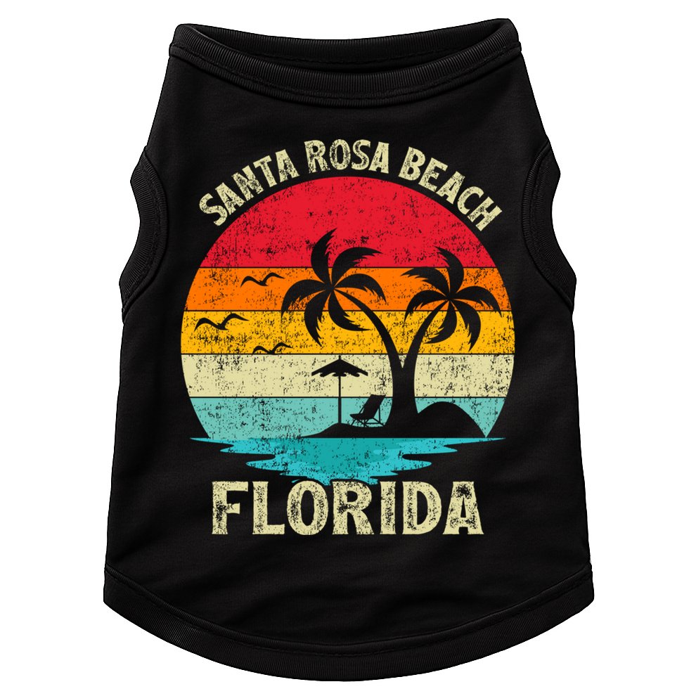 Vintage Summer Vacation Retro Florida Santa Rosa Beach Gift Doggie Tank