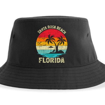 Vintage Summer Vacation Retro Florida Santa Rosa Beach Gift Sustainable Bucket Hat