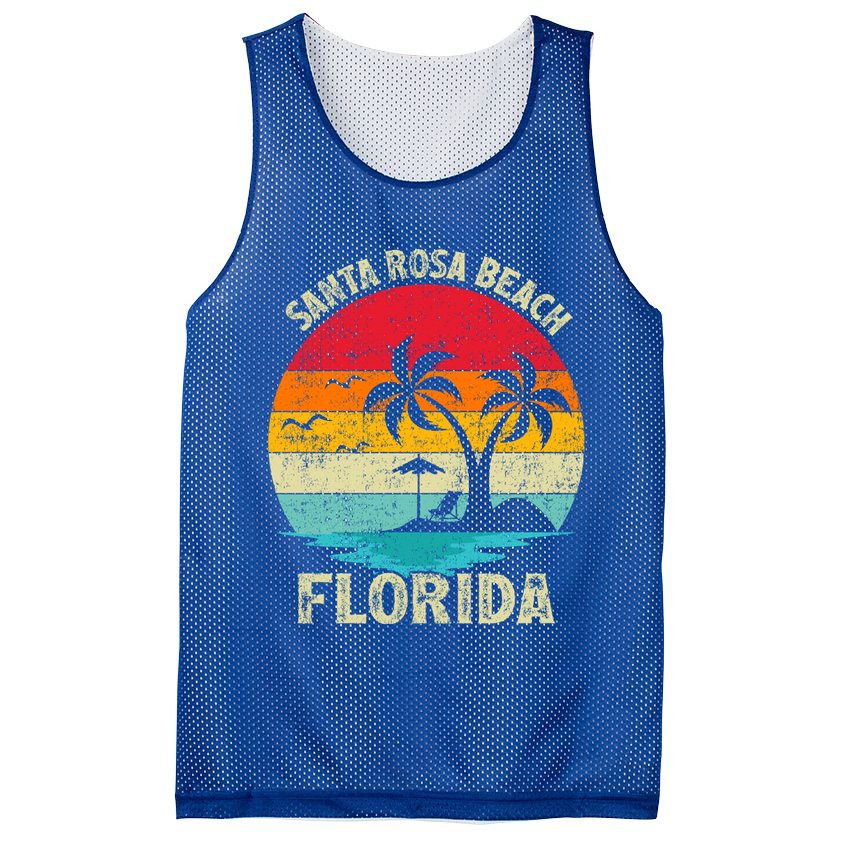 Vintage Summer Vacation Retro Florida Santa Rosa Beach Gift Mesh Reversible Basketball Jersey Tank