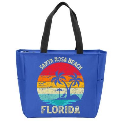 Vintage Summer Vacation Retro Florida Santa Rosa Beach Gift Zip Tote Bag
