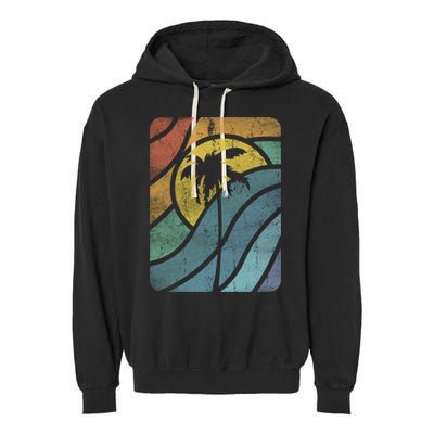 Vintage Summer Vacation Vibes Tee Sunset Sunrise Palms Vacay Great Gift Garment-Dyed Fleece Hoodie
