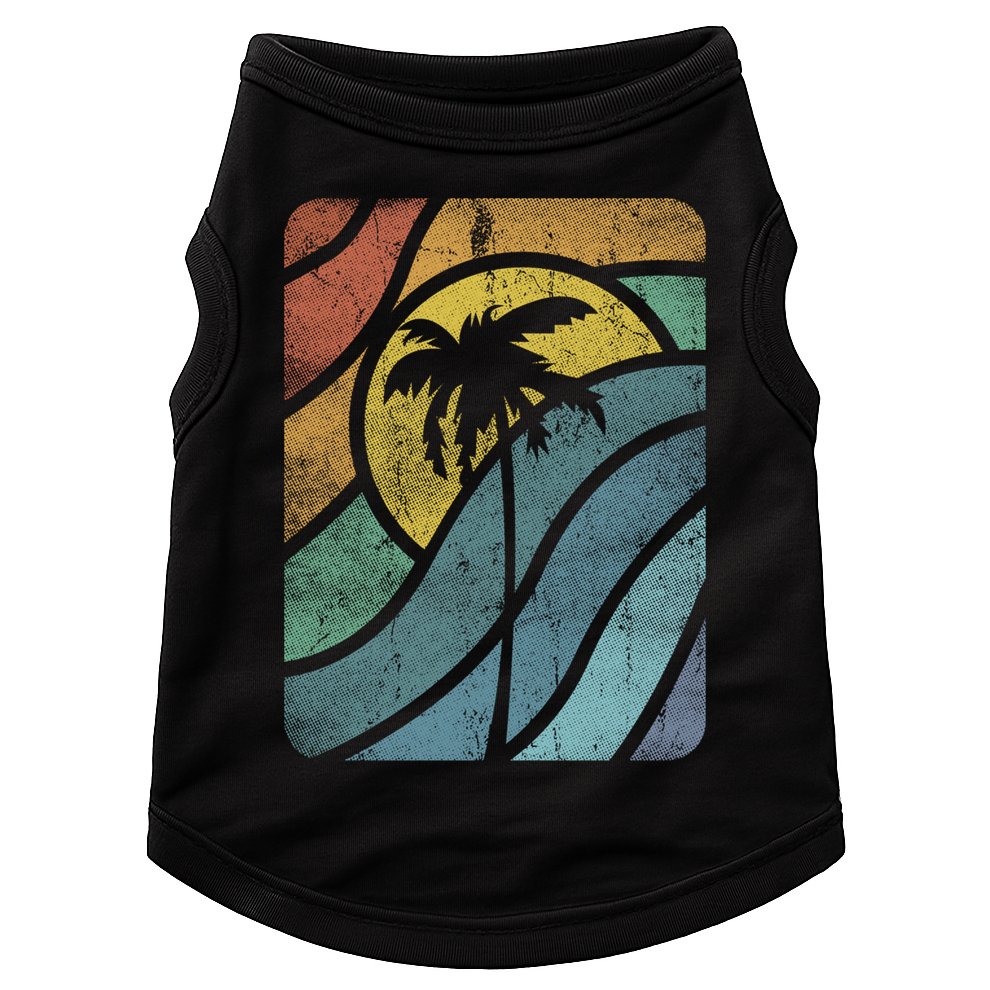 Vintage Summer Vacation Vibes Tee Sunset Sunrise Palms Vacay Great Gift Doggie Tank