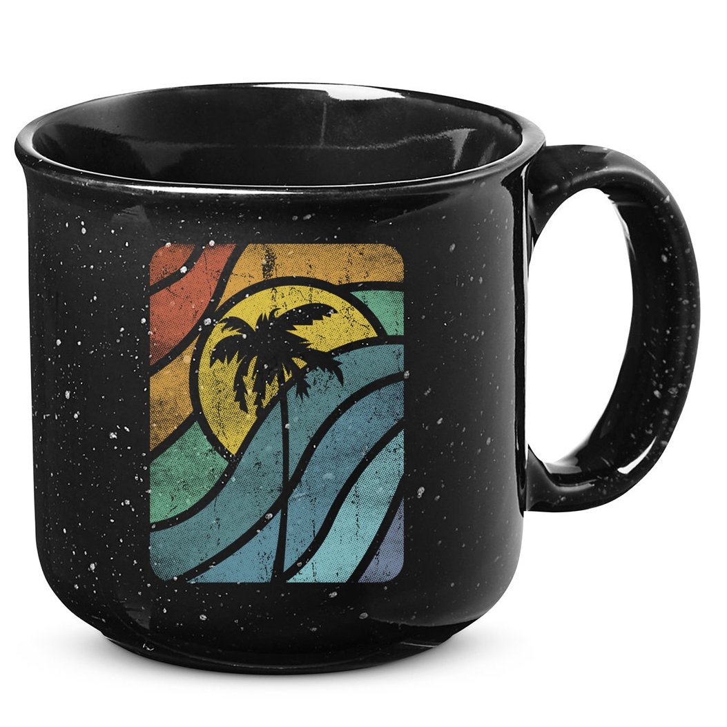Vintage Summer Vacation Vibes Tee Sunset Sunrise Palms Vacay Great Gift 15oz Campfire Ceramic Mug