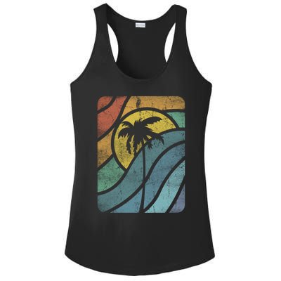 Vintage Summer Vacation Vibes Tee Sunset Sunrise Palms Vacay Great Gift Ladies PosiCharge Competitor Racerback Tank