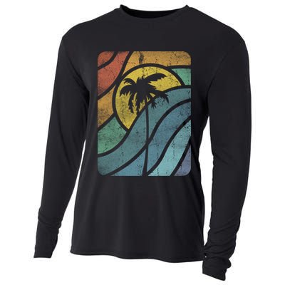 Vintage Summer Vacation Vibes Tee Sunset Sunrise Palms Vacay Great Gift Cooling Performance Long Sleeve Crew