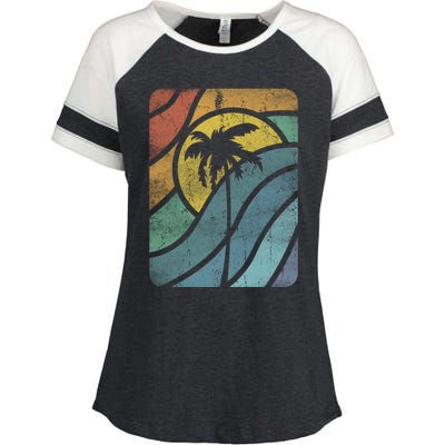 Vintage Summer Vacation Vibes Tee Sunset Sunrise Palms Vacay Great Gift Enza Ladies Jersey Colorblock Tee