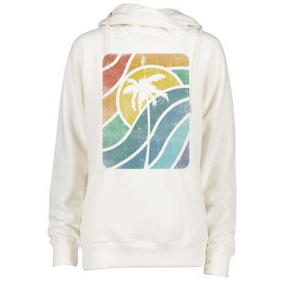 Vintage Summer Vacation Vibes Tee Sunset Sunrise Palms Vacay Great Gift Womens Funnel Neck Pullover Hood