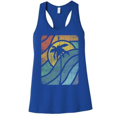 Vintage Summer Vacation Vibes Tee Sunset Sunrise Palms Vacay Great Gift Women's Racerback Tank