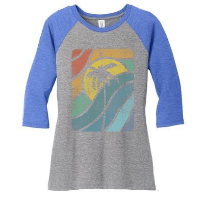 Vintage Summer Vacation Vibes Tee Sunset Sunrise Palms Vacay Great Gift Women's Tri-Blend 3/4-Sleeve Raglan Shirt