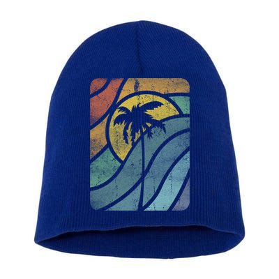 Vintage Summer Vacation Vibes Tee Sunset Sunrise Palms Vacay Great Gift Short Acrylic Beanie