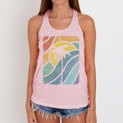 Vintage Summer Vacation Vibes Tee Sunset Sunrise Palms Vacay Great Gift Women's Knotted Racerback Tank