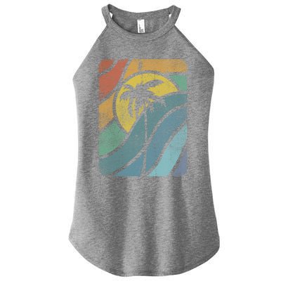 Vintage Summer Vacation Vibes Tee Sunset Sunrise Palms Vacay Great Gift Women's Perfect Tri Rocker Tank