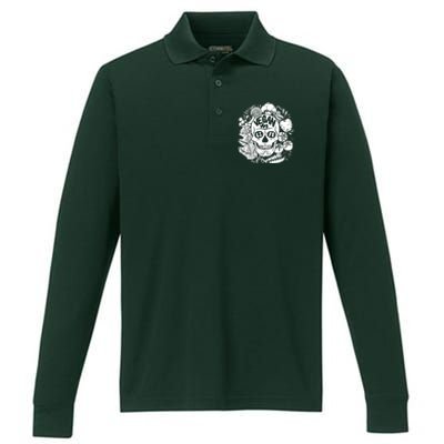 Vegan Skull Performance Long Sleeve Polo