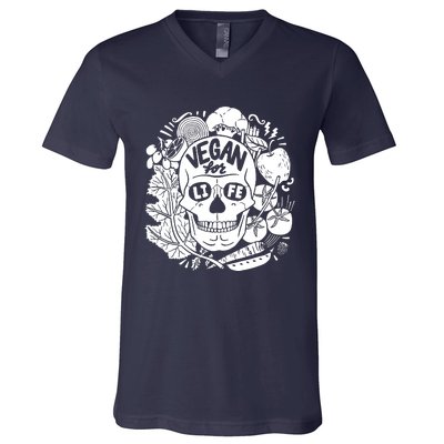 Vegan Skull V-Neck T-Shirt