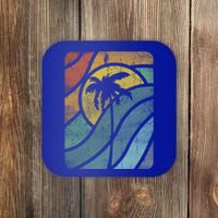 Vintage Summer Vacation Vibes Tee Sunset Sunrise Palms Vacay Gift Coaster