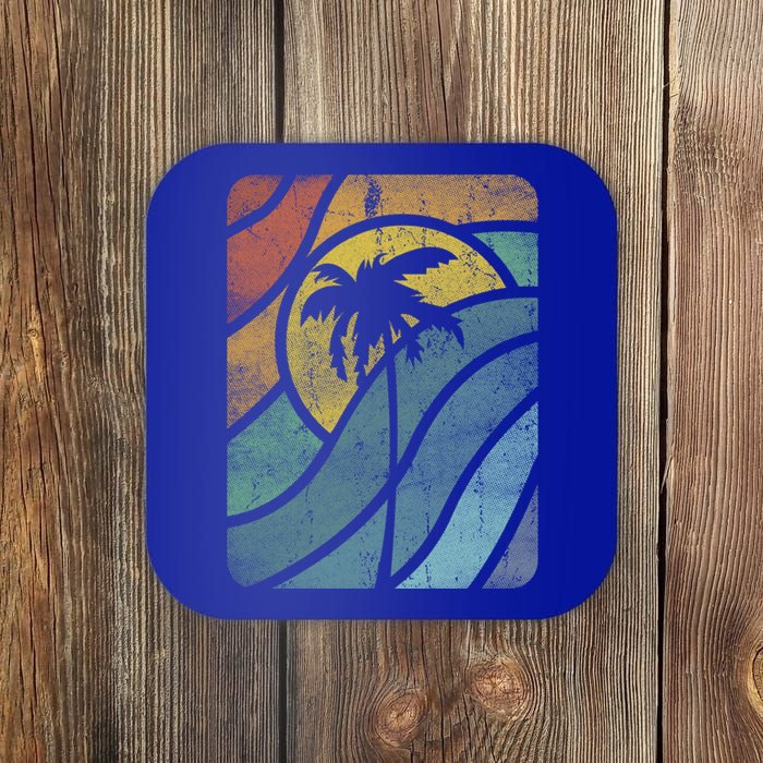 Vintage Summer Vacation Vibes Tee Sunset Sunrise Palms Vacay Gift Coaster