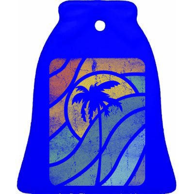 Vintage Summer Vacation Vibes Tee Sunset Sunrise Palms Vacay Gift Ceramic Bell Ornament