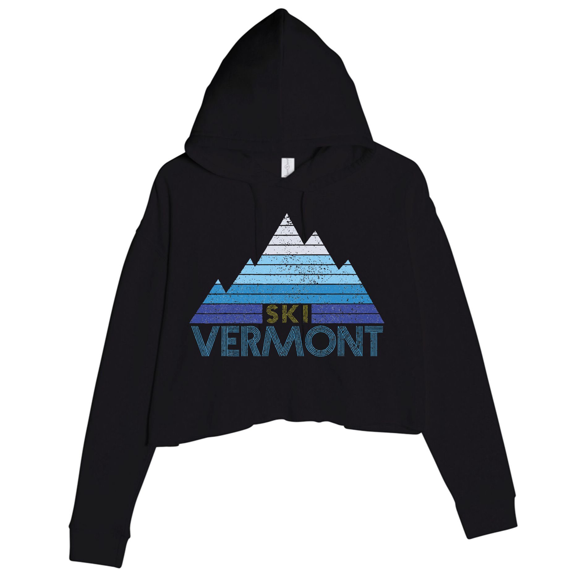 Vermont Ski Vintage Mountain Winter Sports Skiing Souvenir Crop Fleece Hoodie