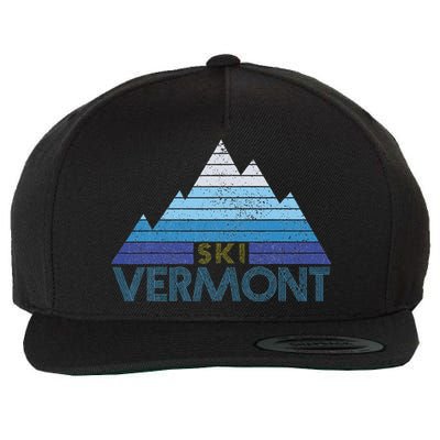 Vermont Ski Vintage Mountain Winter Sports Skiing Souvenir Wool Snapback Cap