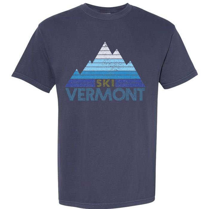 Vermont Ski Vintage Mountain Winter Sports Skiing Souvenir Garment-Dyed Heavyweight T-Shirt