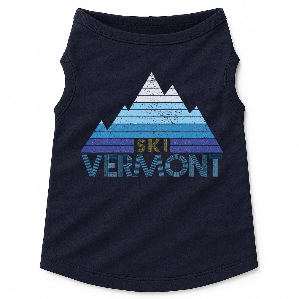 Vermont Ski Vintage Mountain Winter Sports Skiing Souvenir Doggie Tank