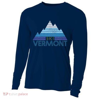 Vermont Ski Vintage Mountain Winter Sports Skiing Souvenir Cooling Performance Long Sleeve Crew