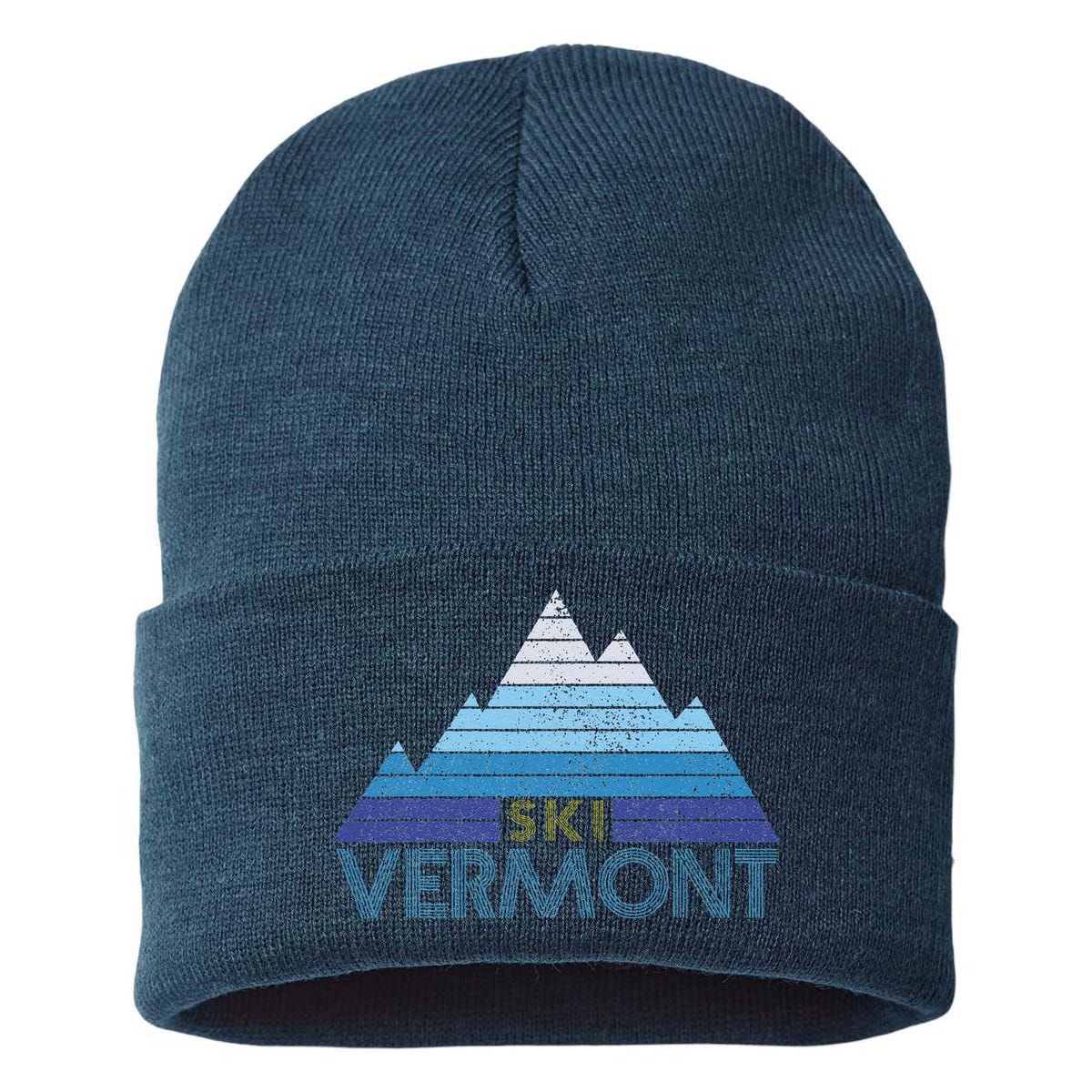 Vermont Ski Vintage Mountain Winter Sports Skiing Souvenir Sustainable Knit Beanie