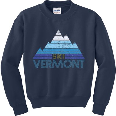 Vermont Ski Vintage Mountain Winter Sports Skiing Souvenir Kids Sweatshirt