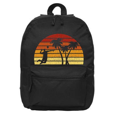 Vintage Sunset Volleyball Gift For Volleyball Players 16 in Basic Backpack
