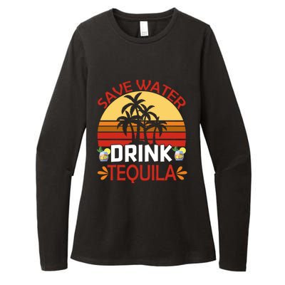 Vintage Save Water Tequila Mexico Beach Cinco De Mayo Funny Gift Womens CVC Long Sleeve Shirt