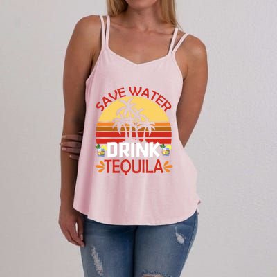 Vintage Save Water Tequila Mexico Beach Cinco De Mayo Funny Gift Women's Strappy Tank