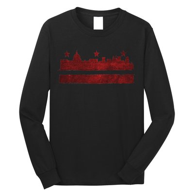 Vintage Skyline Washington Dc Flag Cities Usa Pride Long Sleeve Shirt