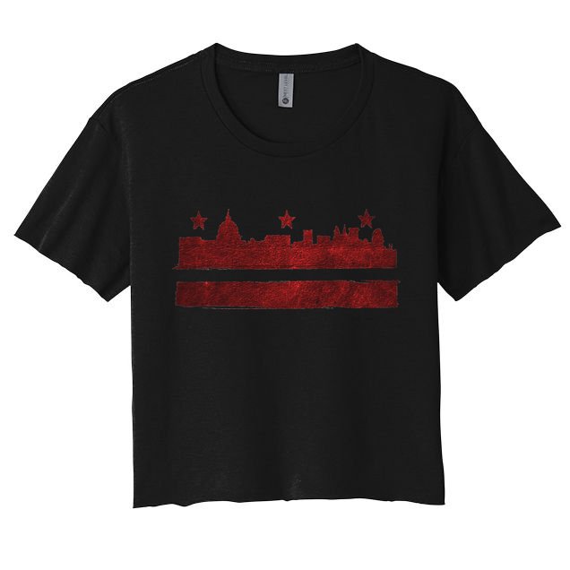Vintage Skyline Washington Dc Flag Cities Usa Pride Crop Top