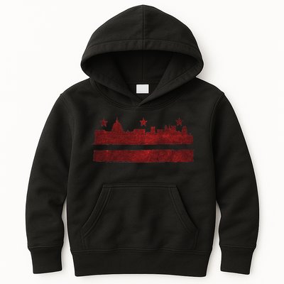Vintage Skyline Washington Dc Flag Cities Usa Pride Kids Hoodie