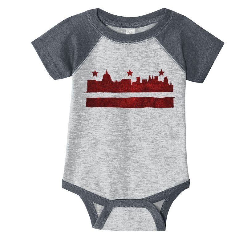 Vintage Skyline Washington Dc Flag Cities Usa Pride Infant Baby Jersey Bodysuit