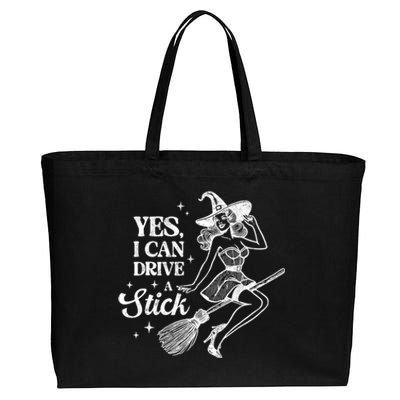 Vintage Sexy Witch Yes I Can Drive A Stick Halloween Costume Cotton Canvas Jumbo Tote